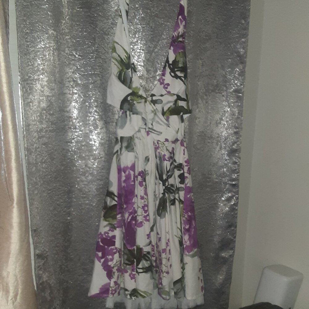 Floral Halter Mini Party Dress - Picture 1 of 7